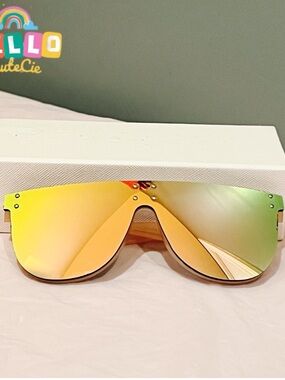 Mirrored Shield Sunglasses - Yellow Gold Gradient